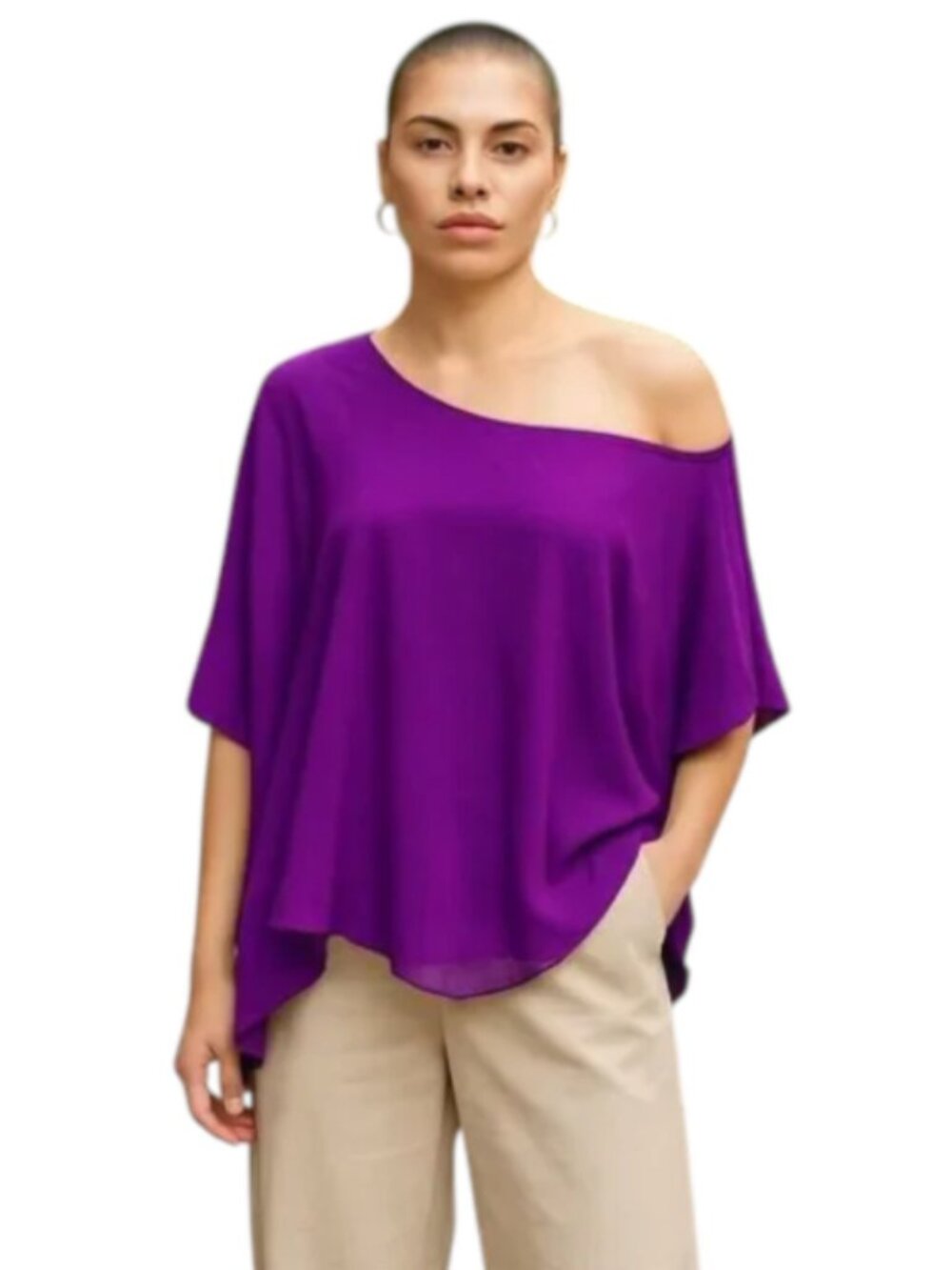NEW Jay Godfrey Size 0 Purple Silk Blouse One Shoulder Asymmetrical Hem Lined